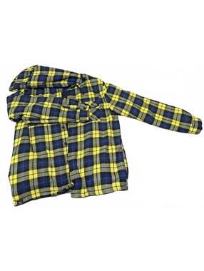Brooklyn Standard Hoodie Yellow and Navy Blue Plaid Fleece Lined (L)